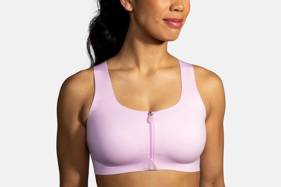 Womens Brooks Dare Zip Run Bras Orchid Haze | 960231-GYK